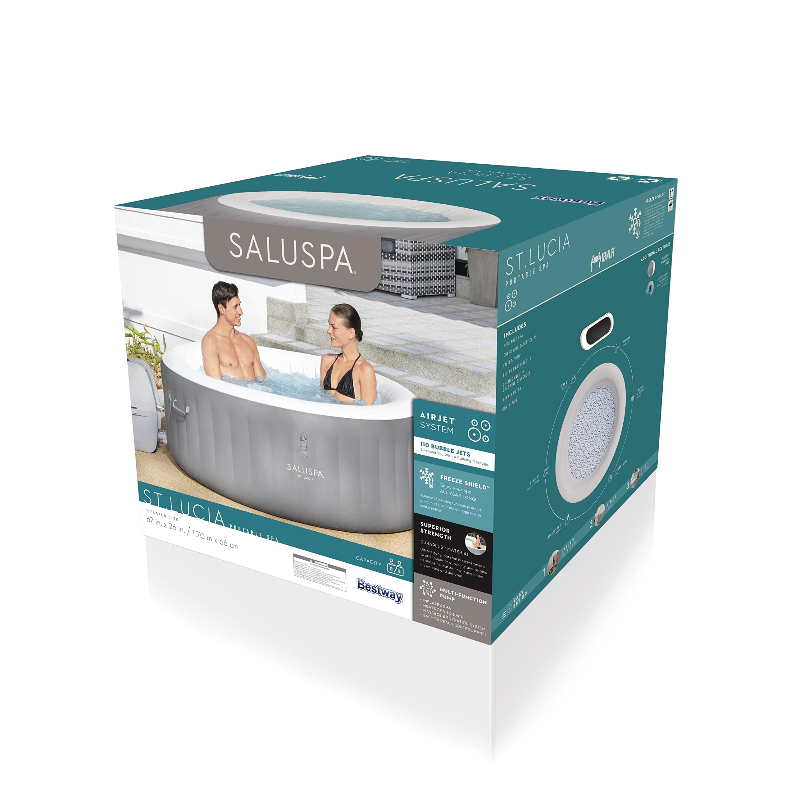 【Sports&Outdoors】SaluSpa 67x261.70m x 66cm St.Lucia AirJet Spas & Accessories, Gray