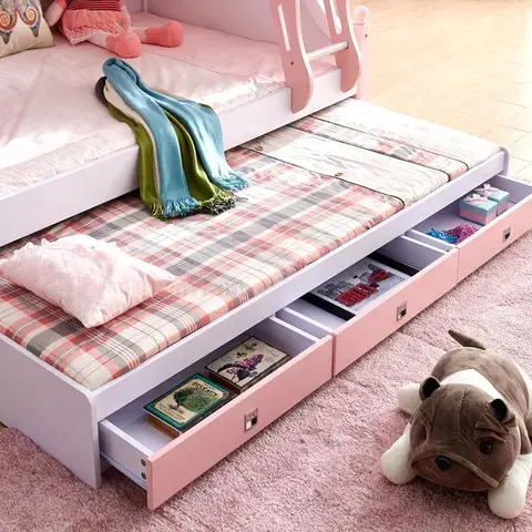 【Furniture】Bunk beds for boys and girls ages 5 to 8 bedroom pink blue Castle Pirate beds