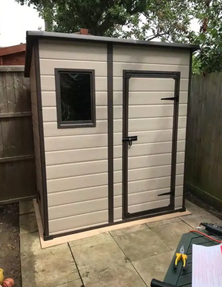 【Storage Shed】Keter Manor Pent Outdoor Garden Storage Shed, BeigeBrown, 6 x 4 ft