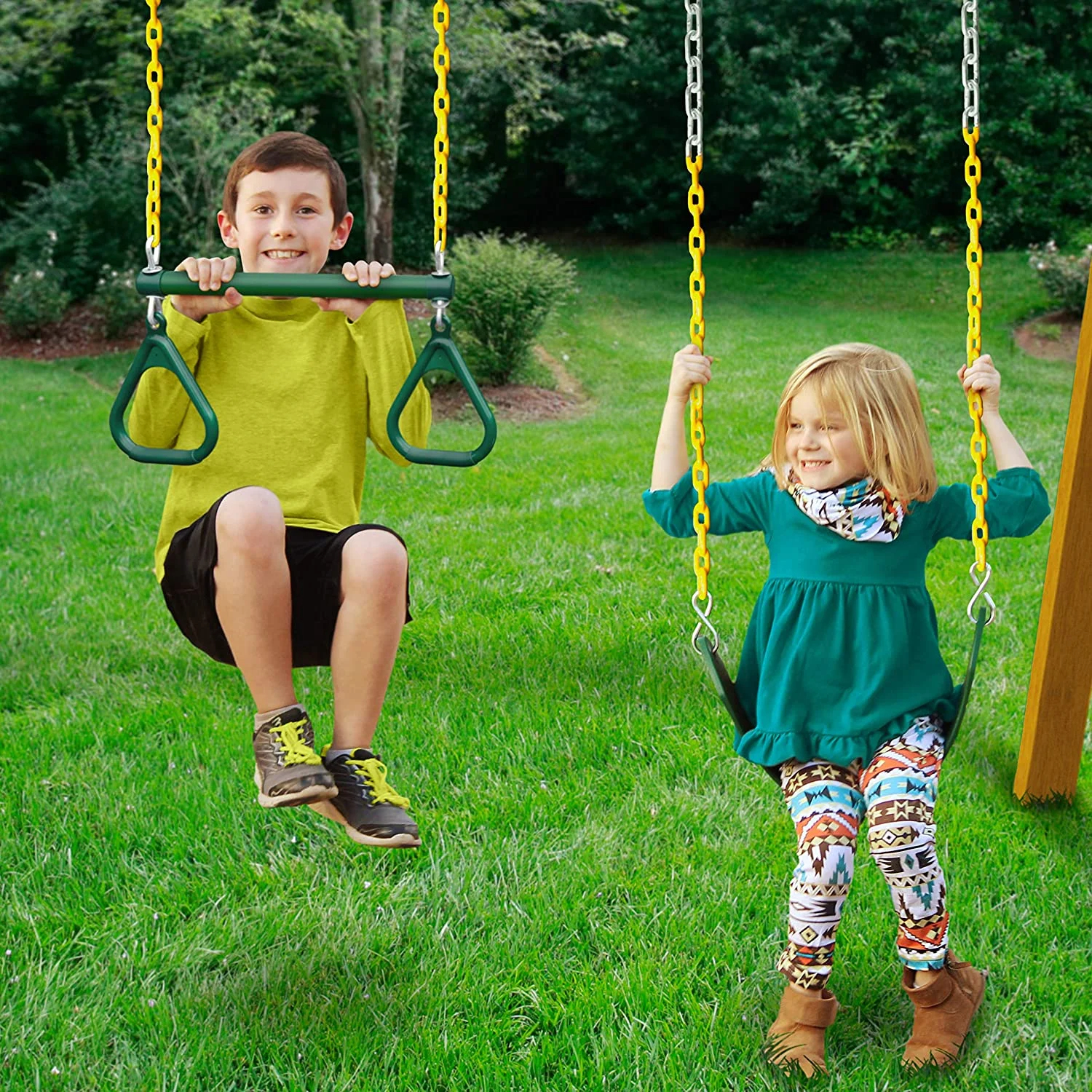 【Baby&Kids】Treasure Trove I Swing Set with Wood Roof
