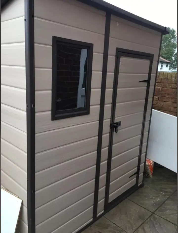 【Storage Shed】Keter Manor Pent Outdoor Garden Storage Shed, BeigeBrown, 6 x 4 ft