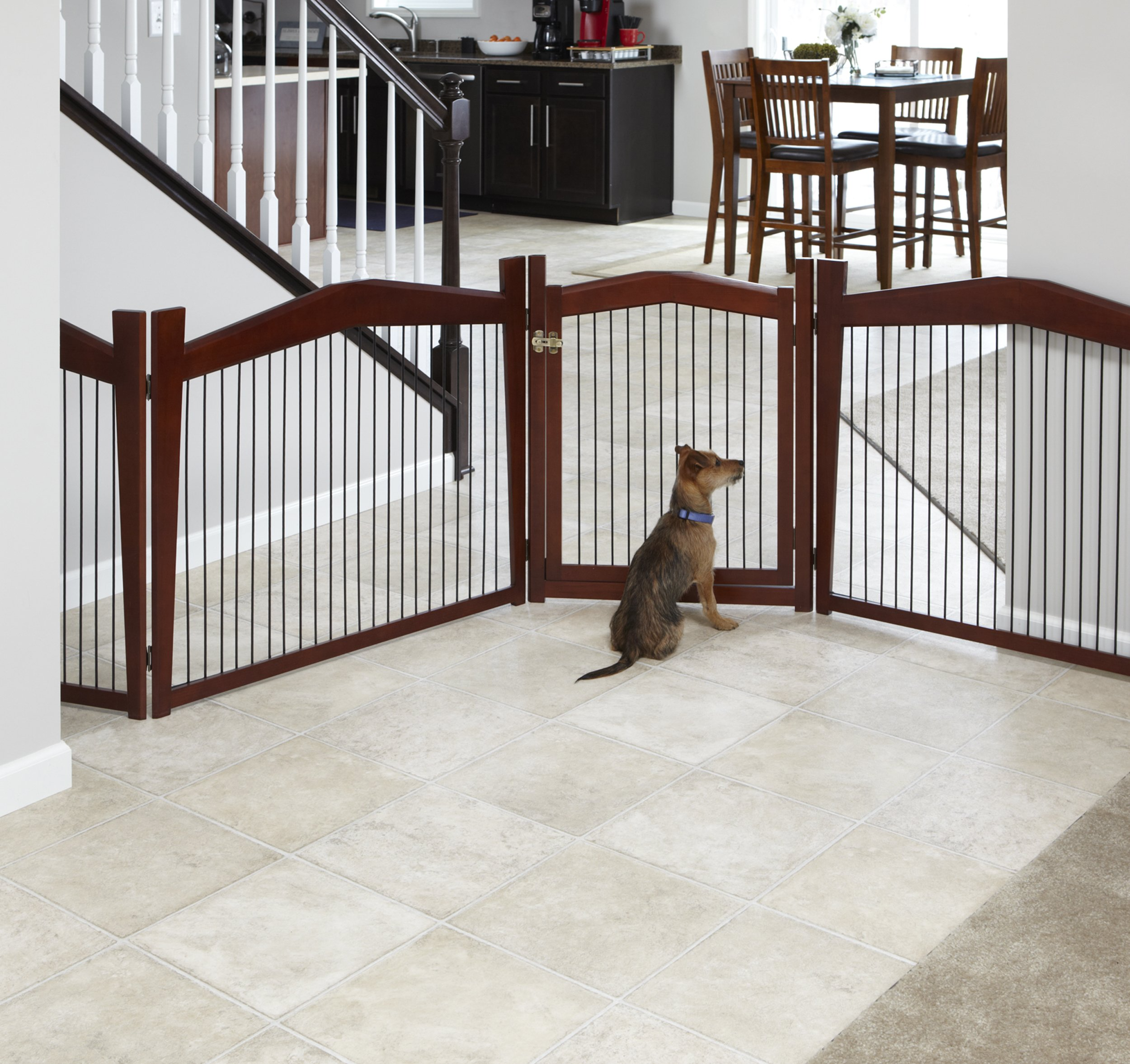 【Pet】2-in-1 Configurable Pet Crate and Gate, Brown, Large
