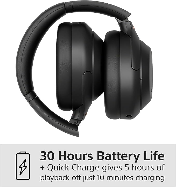 Sony WH-1000XM4 Noise Cancelling Wireless Headphones - 30 hours battery life - Over Ear style - Optimised for Alexa and the Google Assistant - with built-in mic for phone calls - Black
