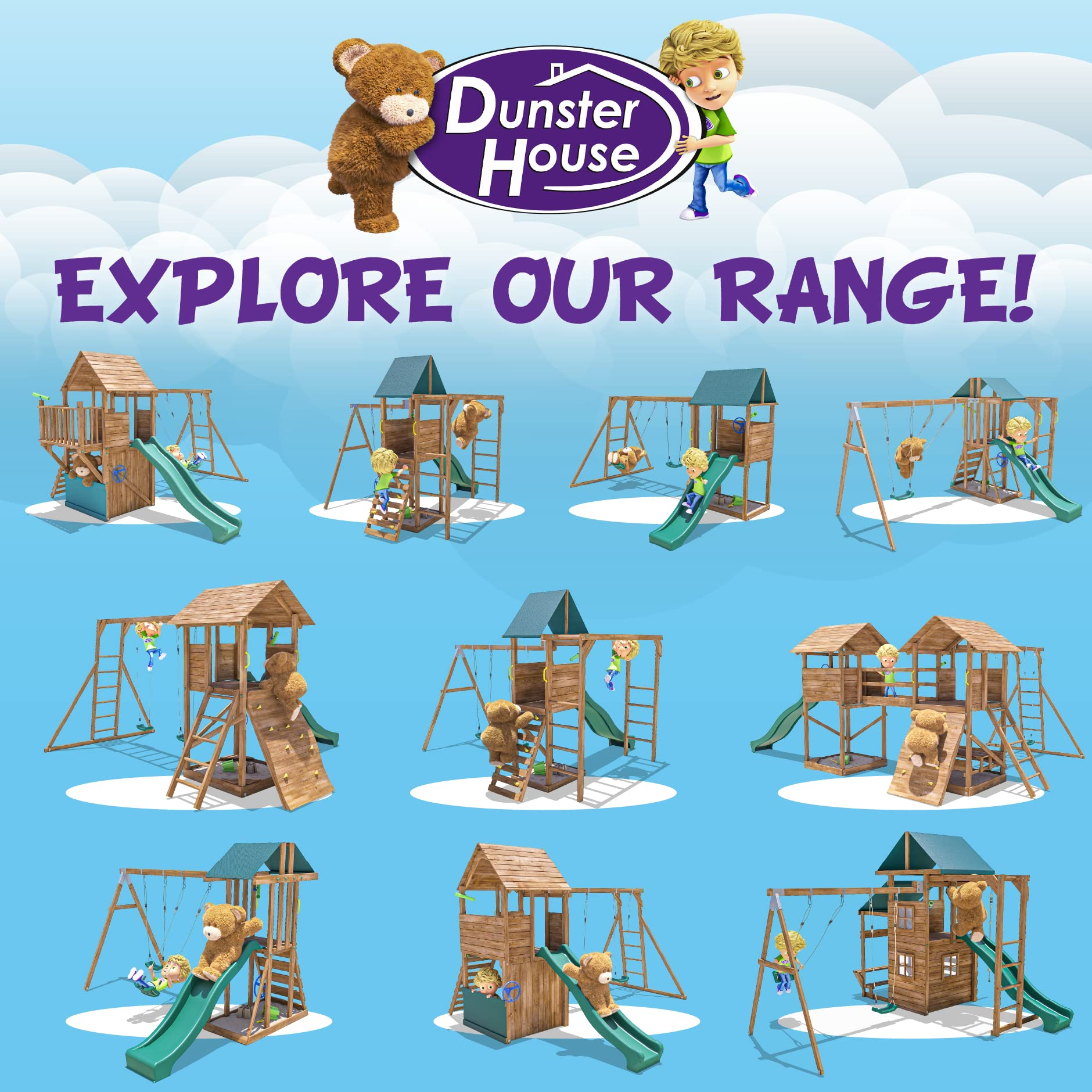 【Baby&Kids】Wooden Playhouse Climbing Frame Childrens Outdoor Play Tower Monkey Bar Swing Set