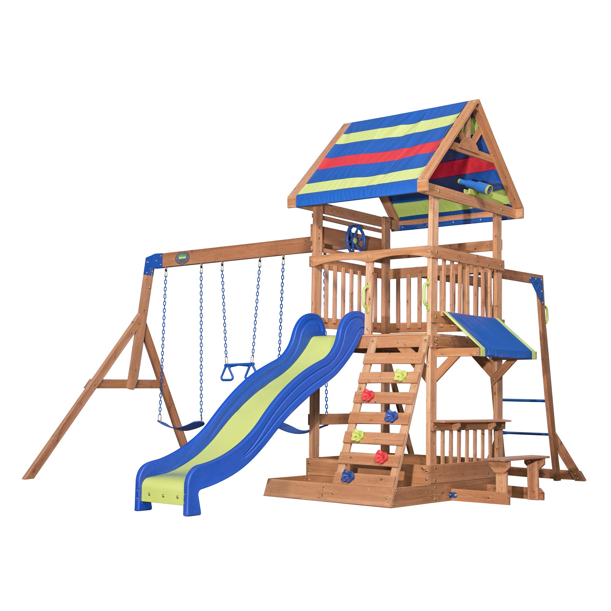 【Baby&Kids】Beach Front All Cedar Wooden Swing Set