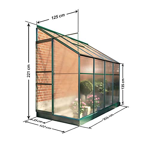 【Home&Garden】Polycarbonate Aluminium Metal Frame Lean-To Greenhouse Green