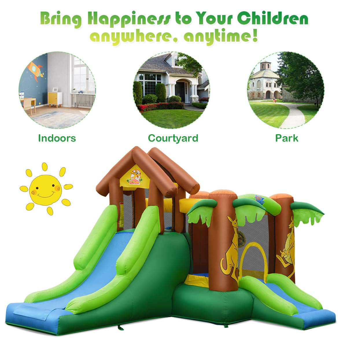 【Baby&Kids】Inflatable Water Slide Park, 6 in 1 Multifunctional Kids Water Slide Bouncy Castle