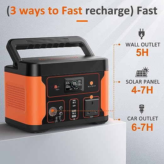 Tiexei Portable Power Station 600W, 512Wh LiFePO4 Battery Pack