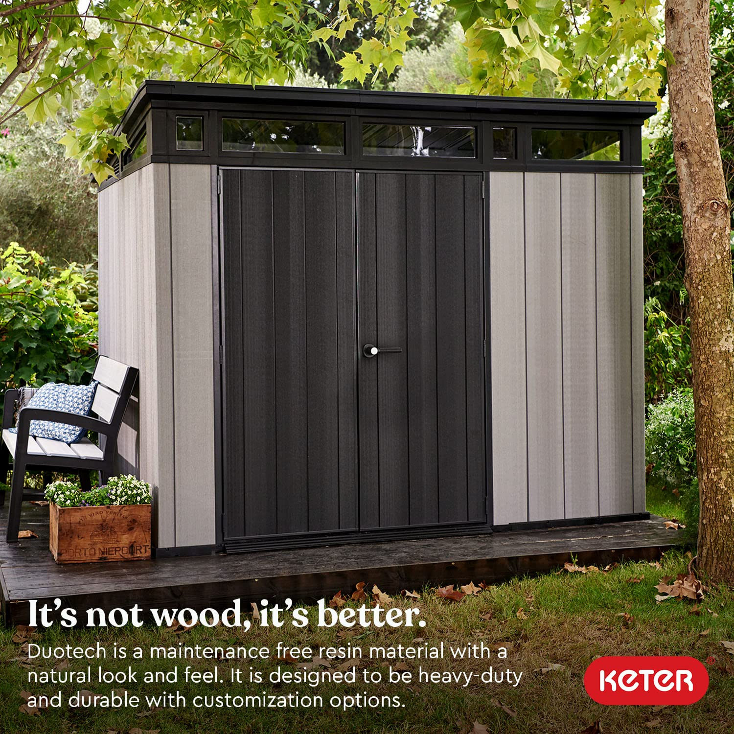 【Storage Shed】9x7 Foot Large Outdoor Shed with Floor with Modern Design for Patio Furniture, Tools