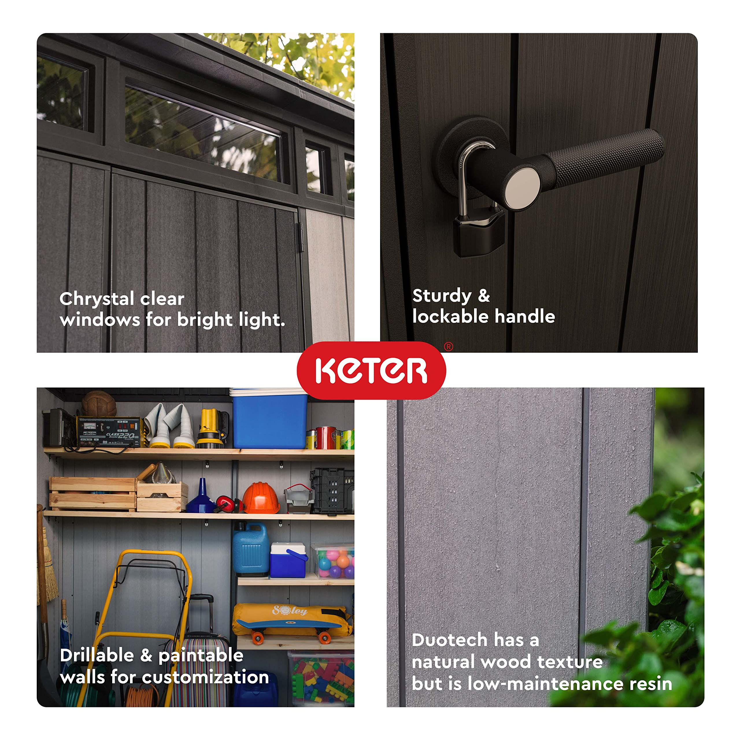 【Storage Shed】9x7 Foot Large Outdoor Shed with Floor with Modern Design for Patio Furniture, Tools