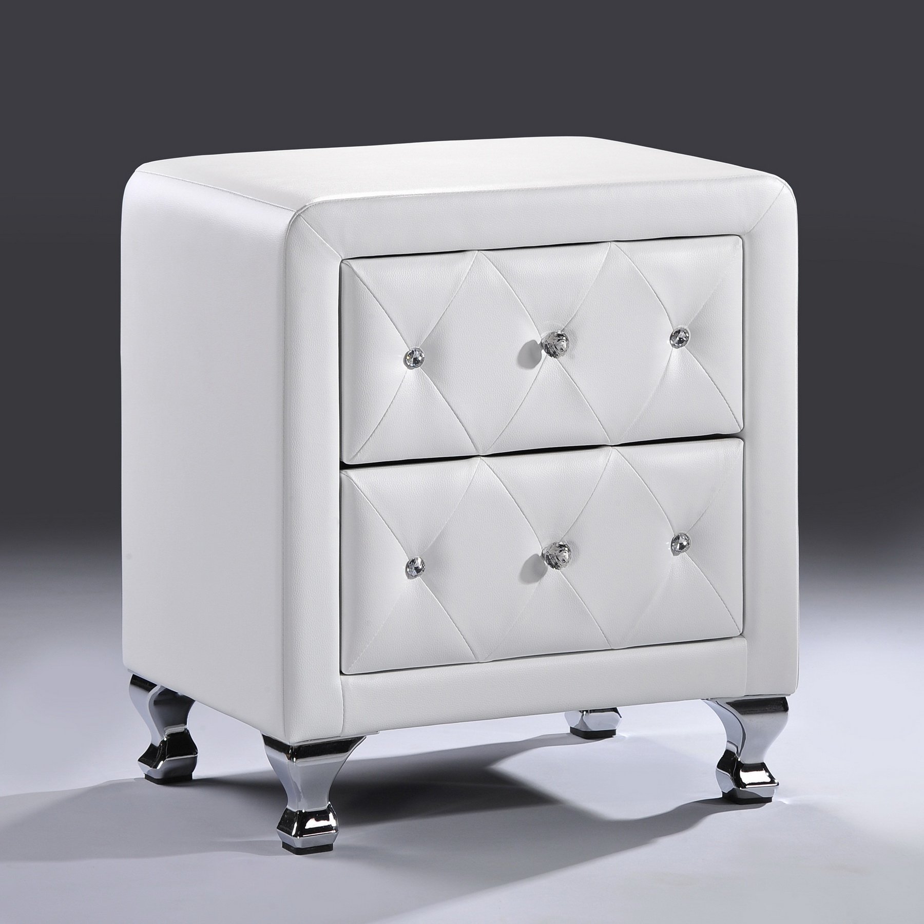 【Furniture】Stella Crystal Tufted Upholstered Modern Nightstand