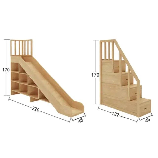 Cabin shape bunk beds with attached stairs and slide(1)