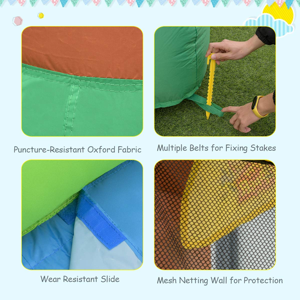 【Baby&Kids】Inflatable Water Slide Park, 6 in 1 Multifunctional Kids Water Slide Bouncy Castle