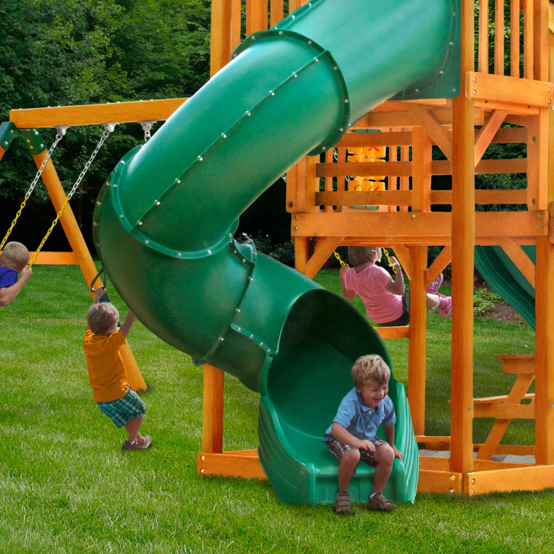 【Baby&Kids】Treasure Trove I Swing Set with Wood Roof