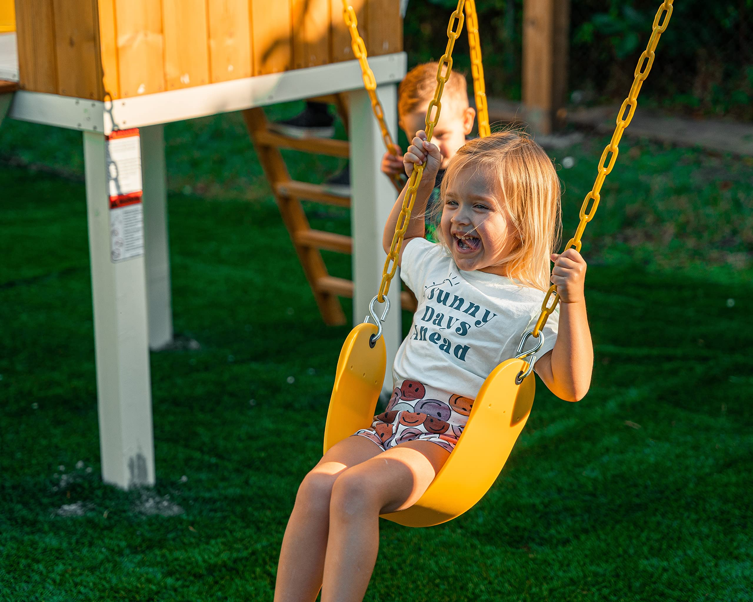 【Baby&Kids】Modern Outdoor Backyard Swing Set Children's Rock Climbing Wood Playground Playset 2 Belt Swings