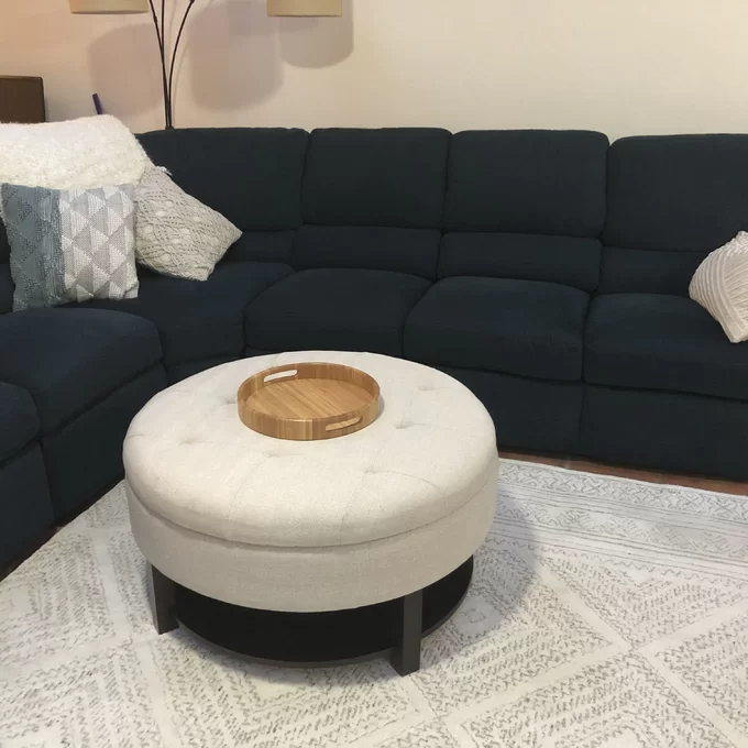 【Furniture】Lindquist Round Tufted Storage Ottoman