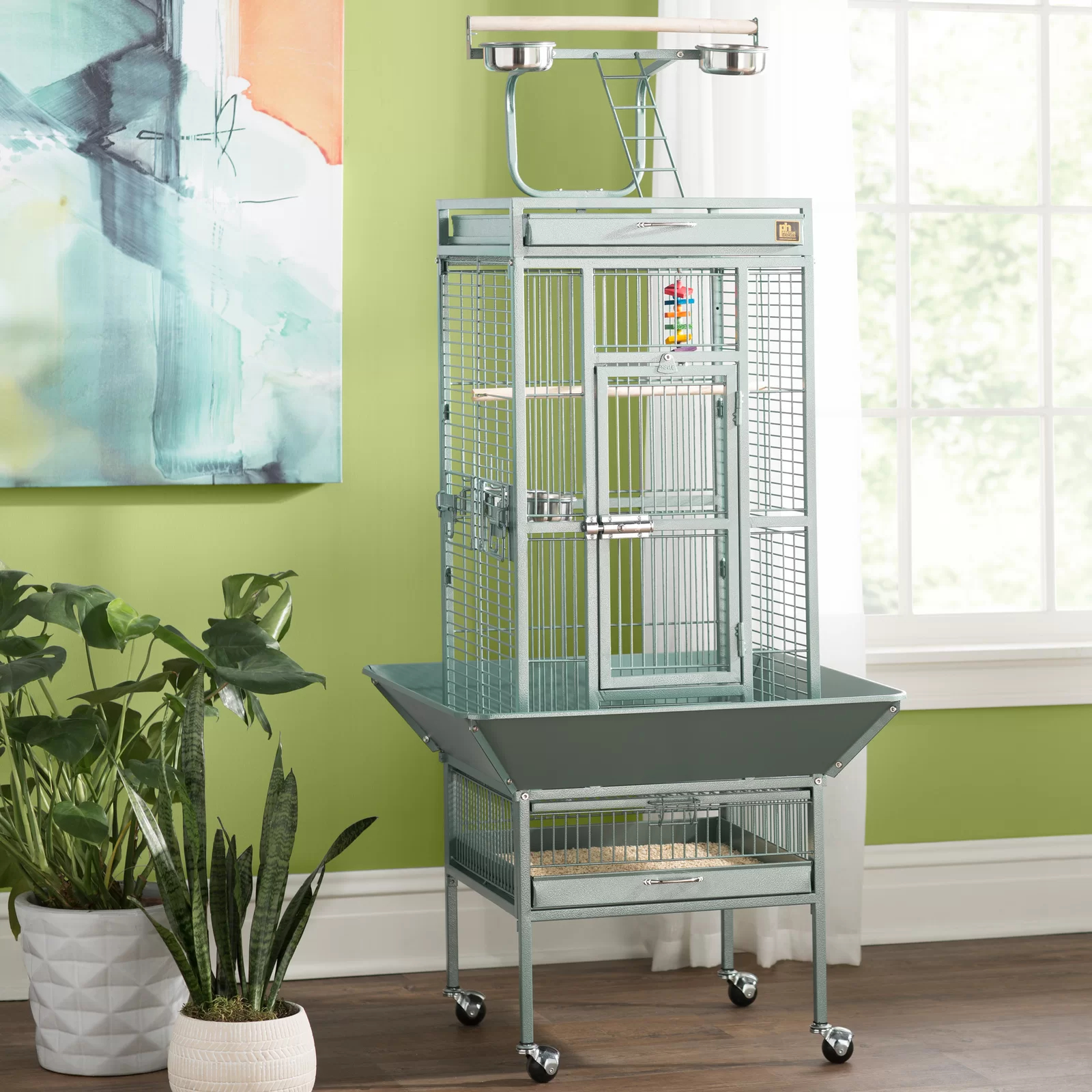 【Pet】Bremer Steel Play Top Floor Bird Cage with Wheels