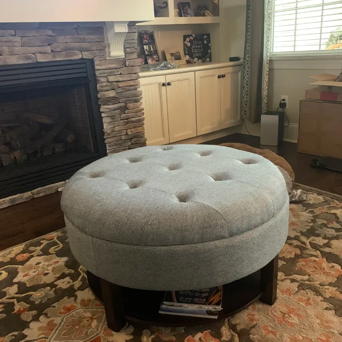 【Furniture】Lindquist Round Tufted Storage Ottoman
