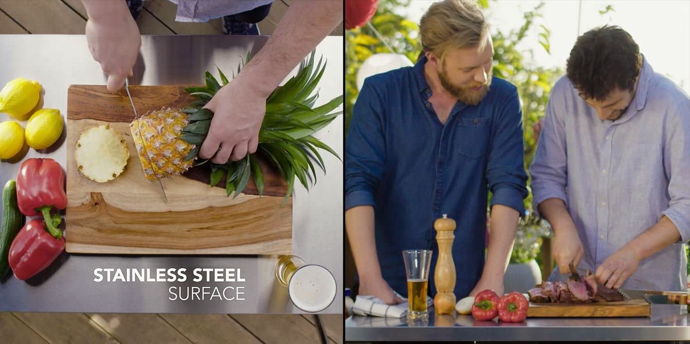 【Home & Garden】Outdoor Portable Entertainment Kitchen Storage and Food Station, Graphite, 70 x 54 x 90 cm