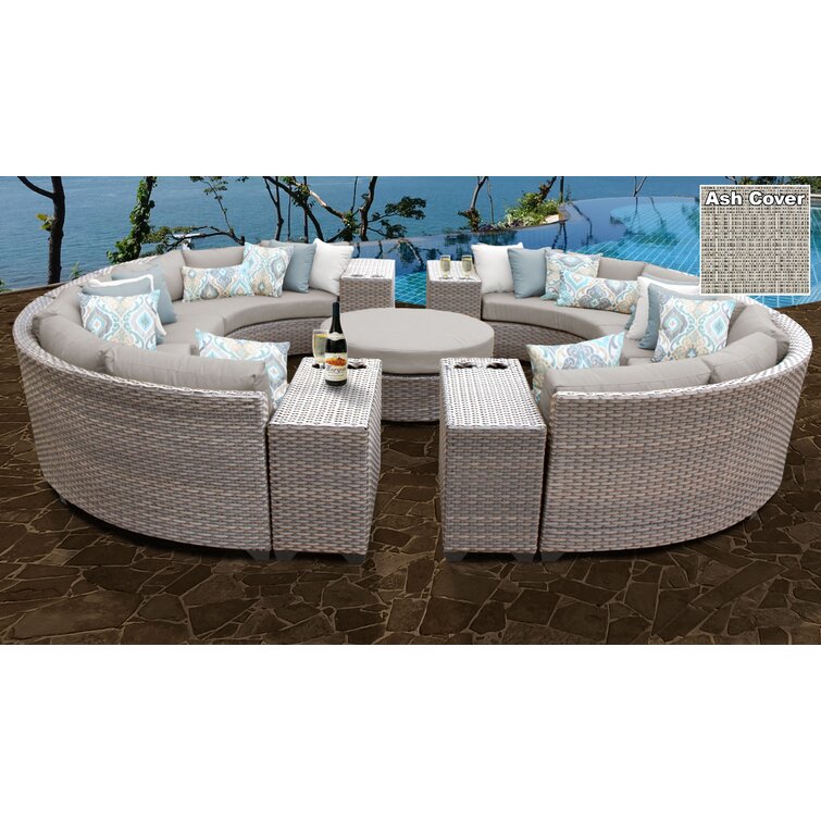 【Home&Garden】Merlyn High-Density Polyethylene (HDPE) Wicker 10 - Person Seating Group with Cushions