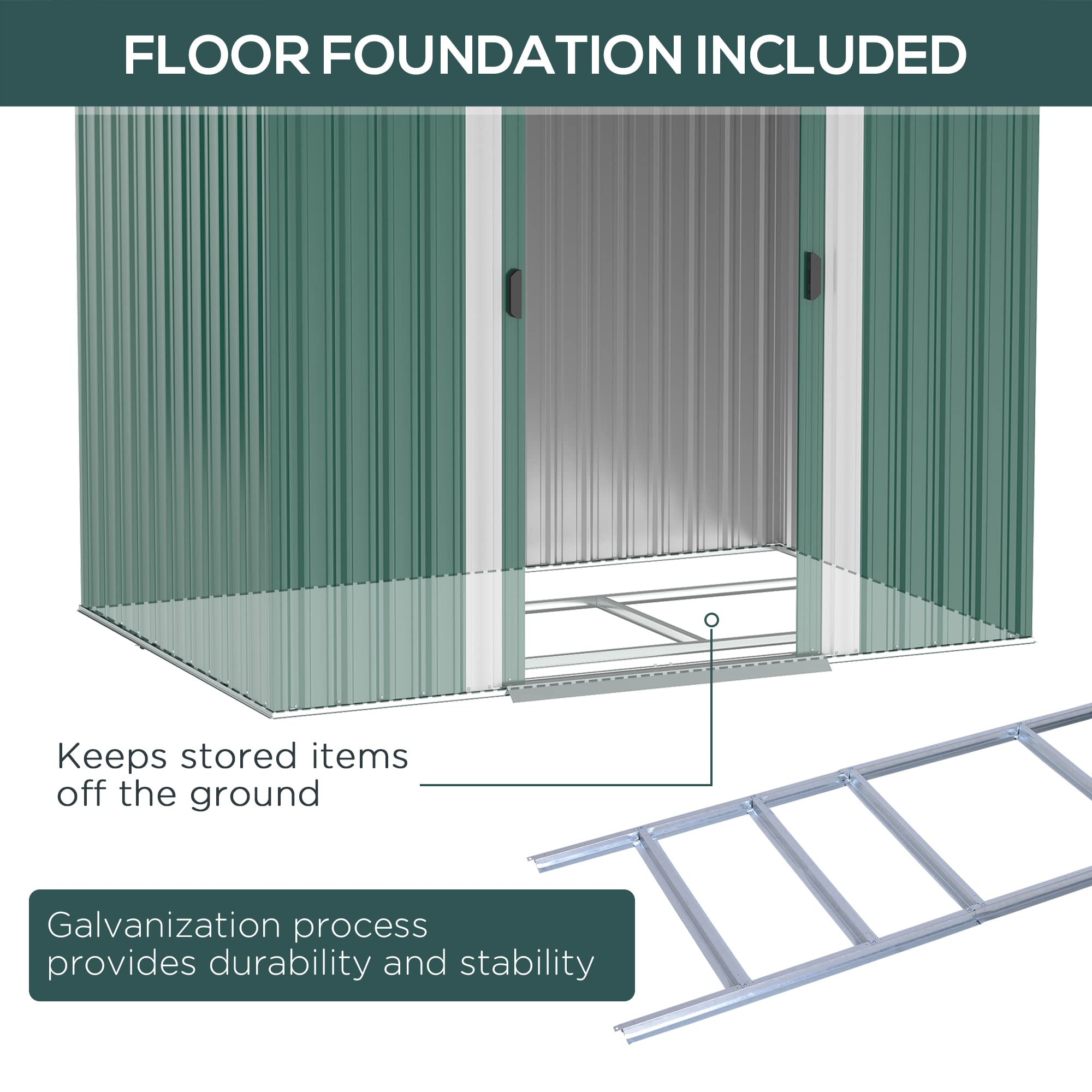 【Storage shed】7'x 4' metal storage lockable shed tool storage unit, green