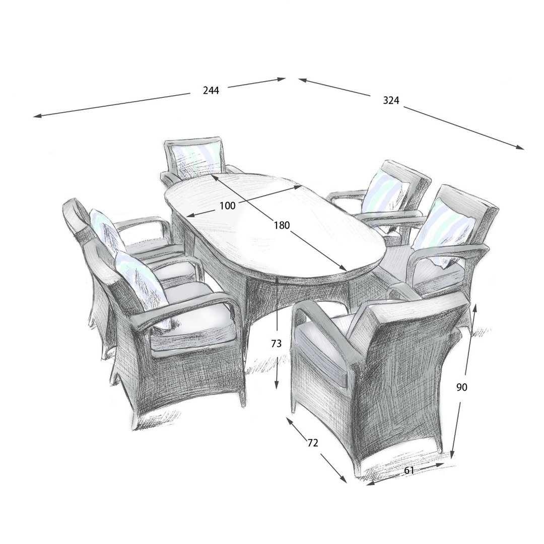 【Home&Garden】HOTSALES 8 SAVANNAH Armchair oval table set.