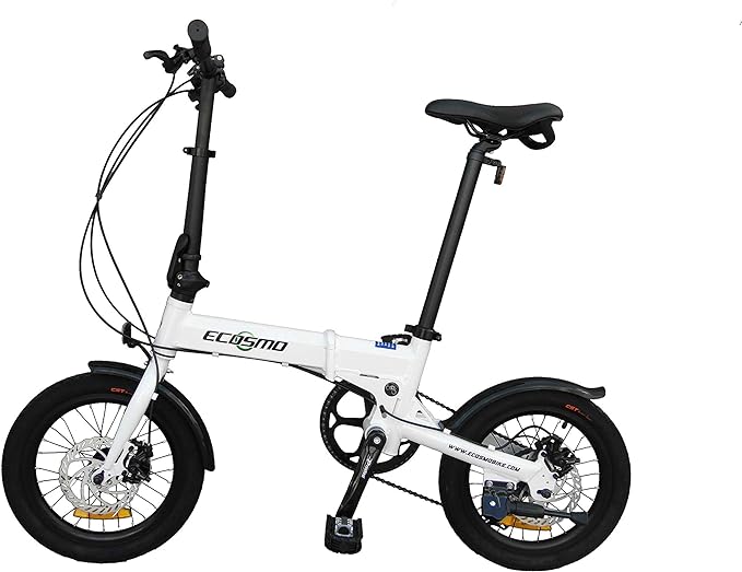 ECOSMO 16-Inch Lightweight Alloy Folding City Bike, 6 SP SHIMANO, Dual Disc Brakes - 16AF02W
