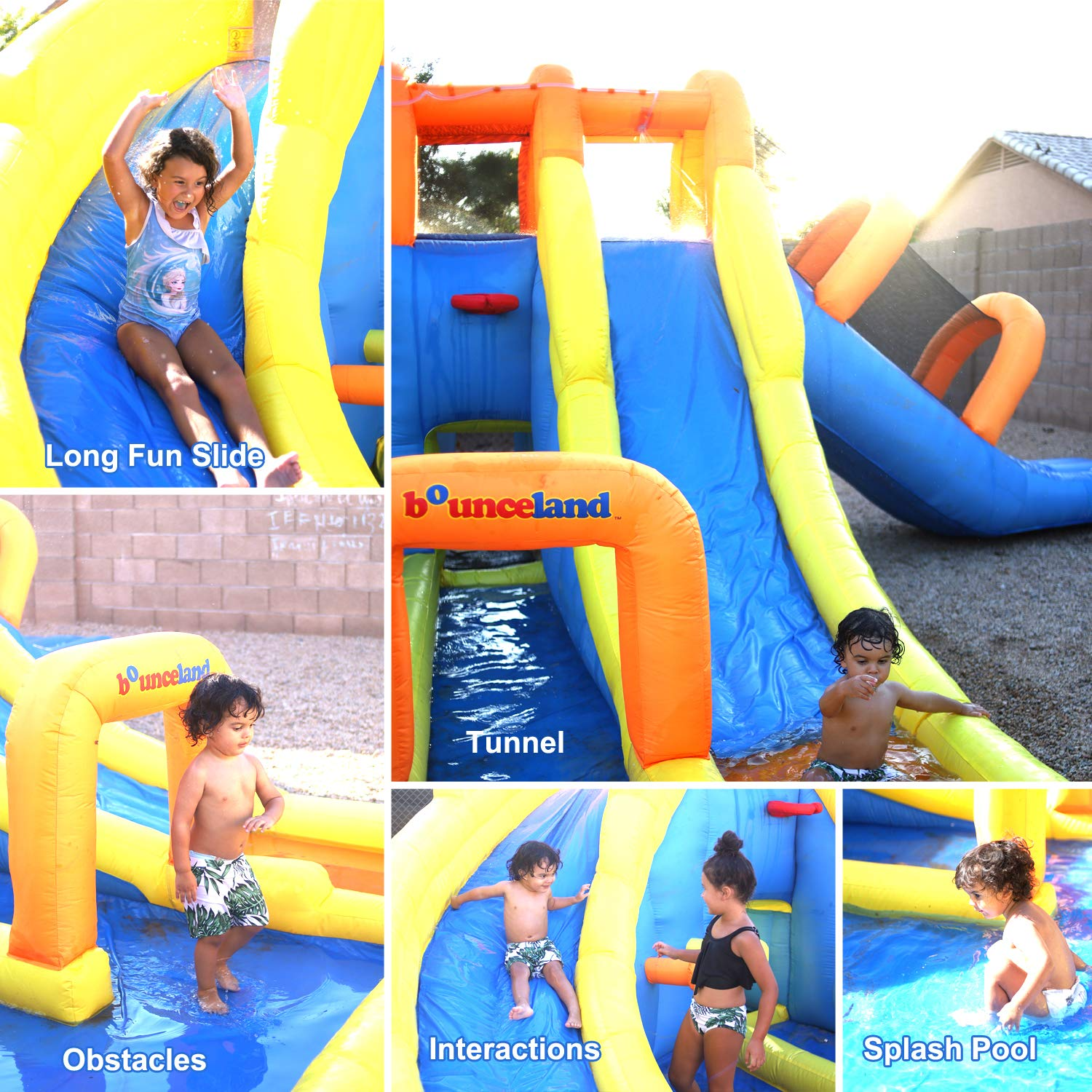 【Baby&Kids】Triple Water Slides and Pool Water Park, 24 ft L x 21 ft W x 8 ft H, Outdoor Fun for Kids