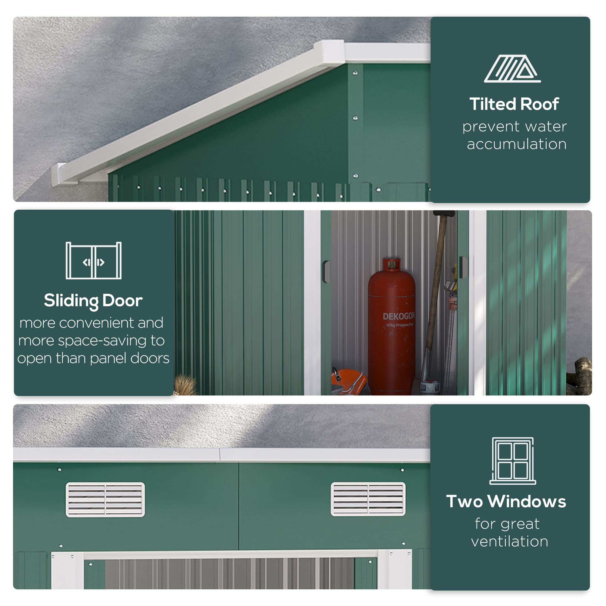 【Storage shed】7'x 4' metal storage lockable shed tool storage unit, green