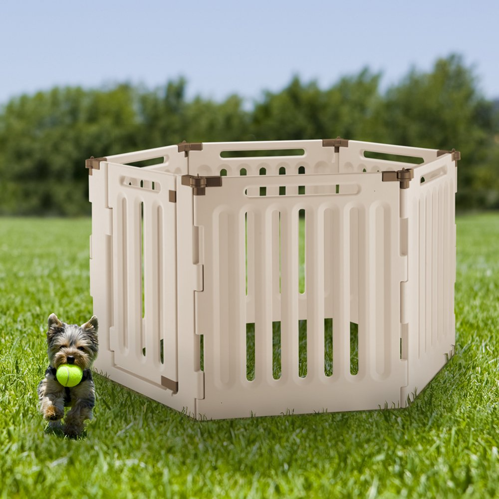 【Home&Garden】Convertible Indoor/Outdoor Pet Playpen, Large, Soft Tan/Mocha