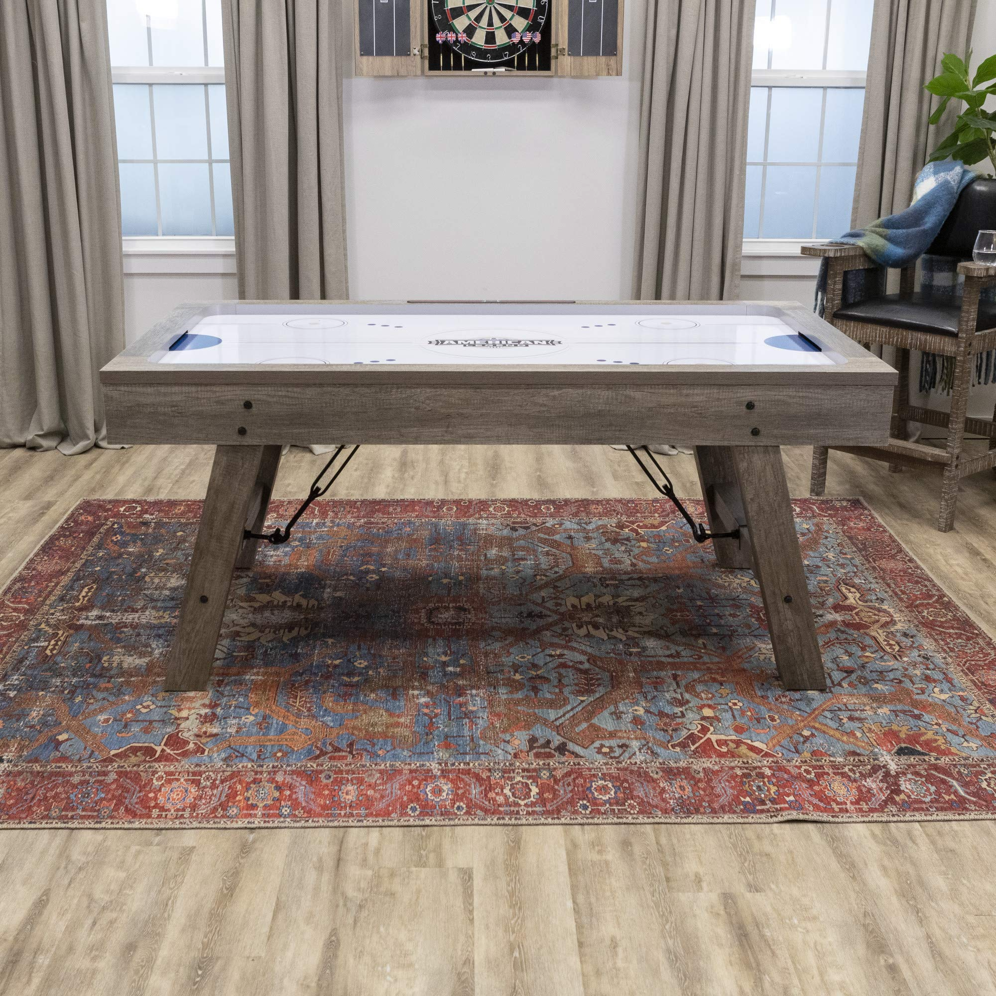 【Sports&Outdoors】Brookdale Air-Powered Hockey Table with Rustic Wood Grain Finish