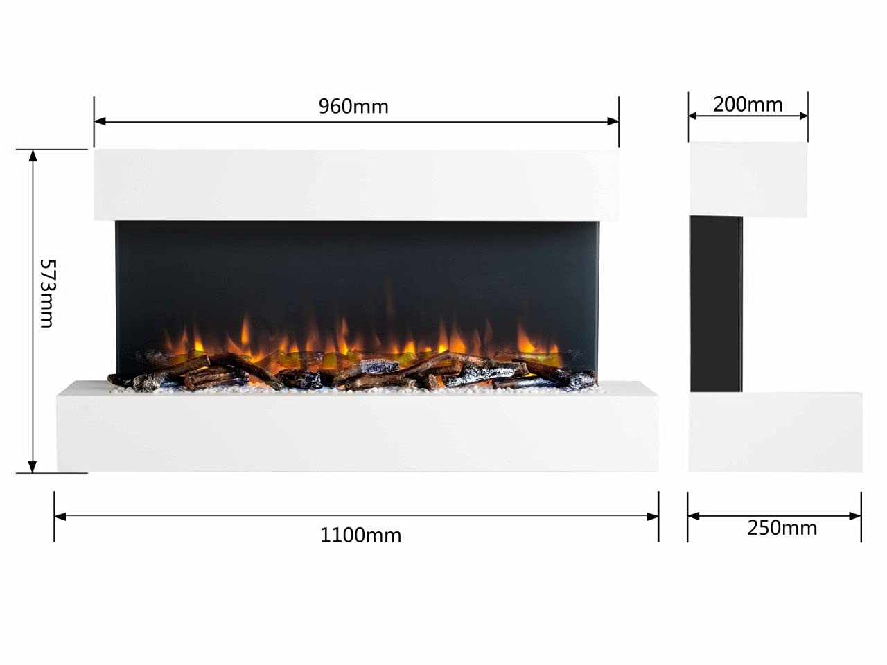【Home Improvement】Endeavour Fires Runswick Wall Mounted Electric Fireplace with an Off White Mantel & Plinth