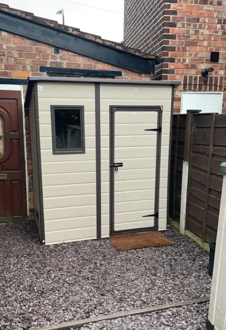 【Storage Shed】Keter Manor Pent Outdoor Garden Storage Shed, BeigeBrown, 6 x 4 ft