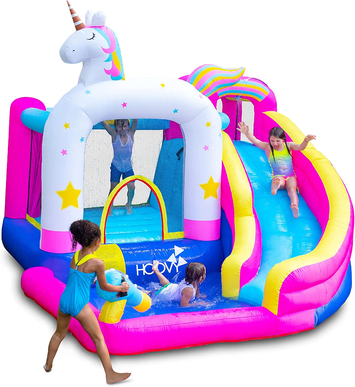 【Baby&Kids】Double Water Slide with Climbing Wall  6.5x13x11 FT  Inflatable Double Water Slide