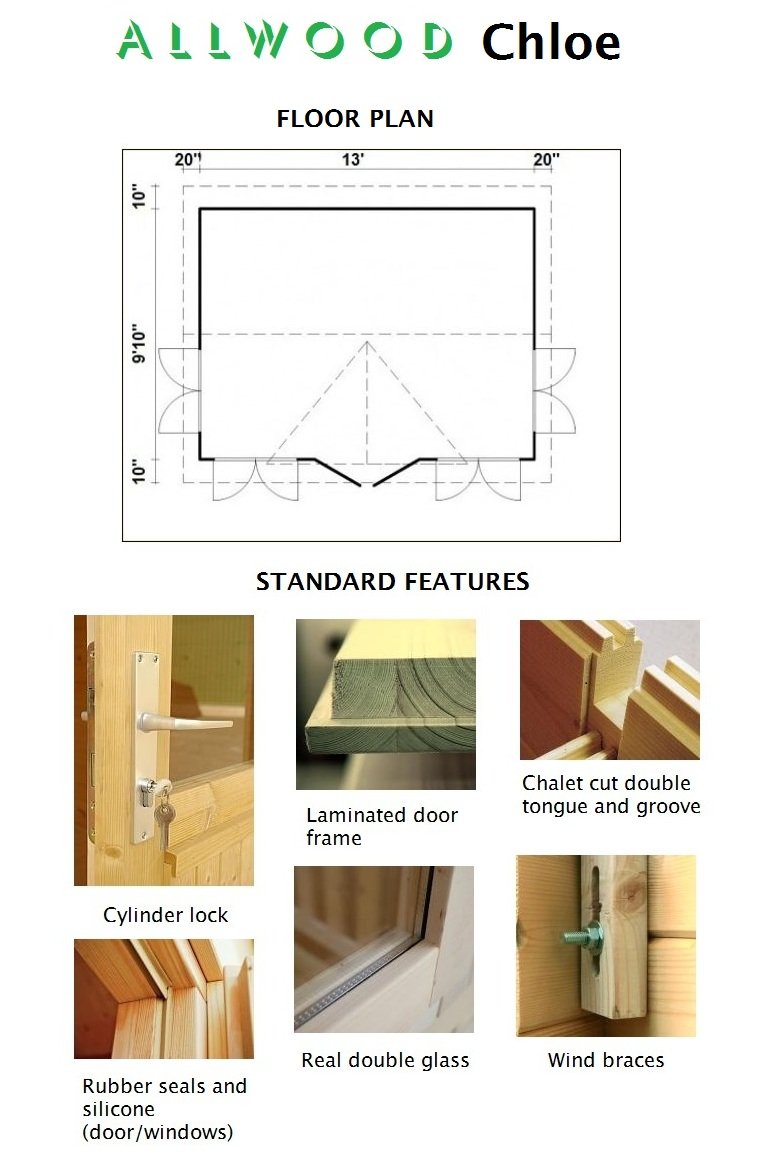 【Home&Garden】Chloe | 123 SQF Kit Cabin, Garden House