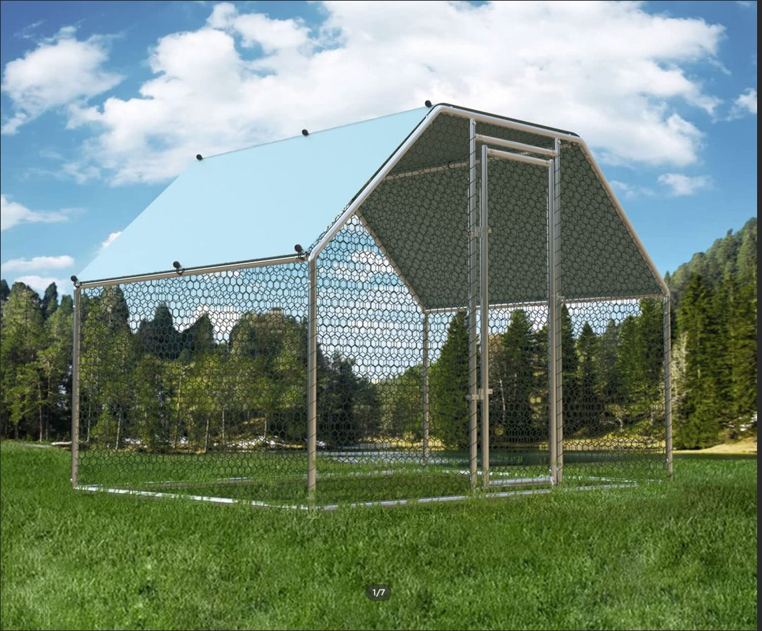 【Pet】Large Metal Chicken Coop Run Walk-in Poultry Cage Chicken Runs