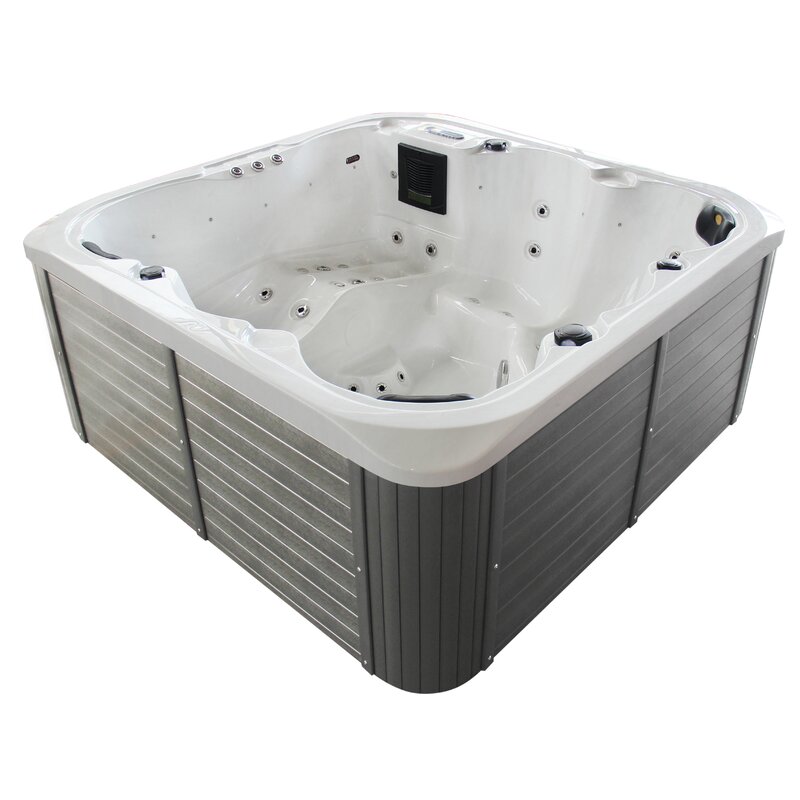 【Sports&Outdoors】【BS】Sol 72 Outdoor™ Aire 6 - Person 54 - Jet Acrylic Square Hot Tub with Ozonator in Gray