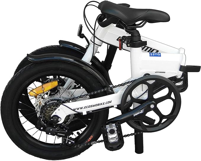 ECOSMO 16-Inch Lightweight Alloy Folding City Bike, 6 SP SHIMANO, Dual Disc Brakes - 16AF02W