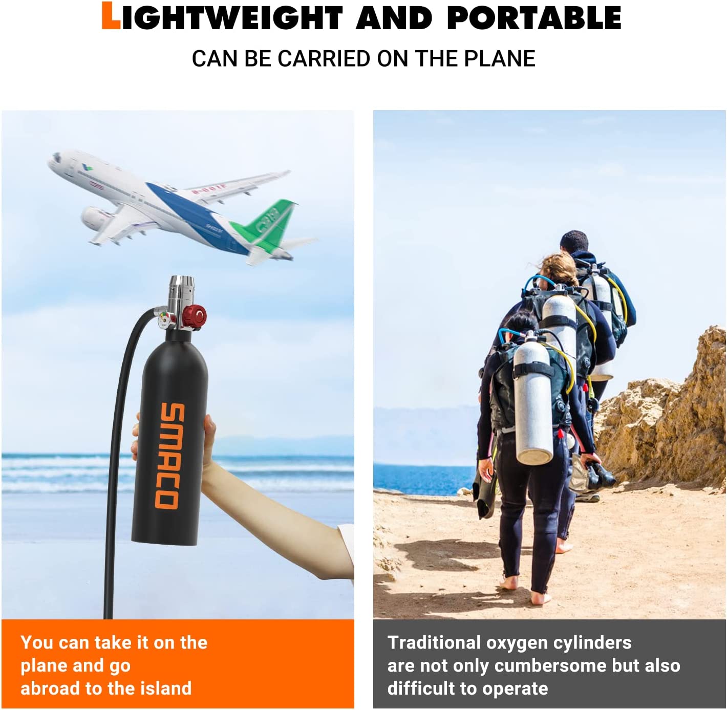 【Sports&Outdoors】Scuba Tank Diving Gear for Diver 1L Mini Scuba Tank Oxygen Cylinder with 15-20 Minutes Underwater Breathing Portable Diving