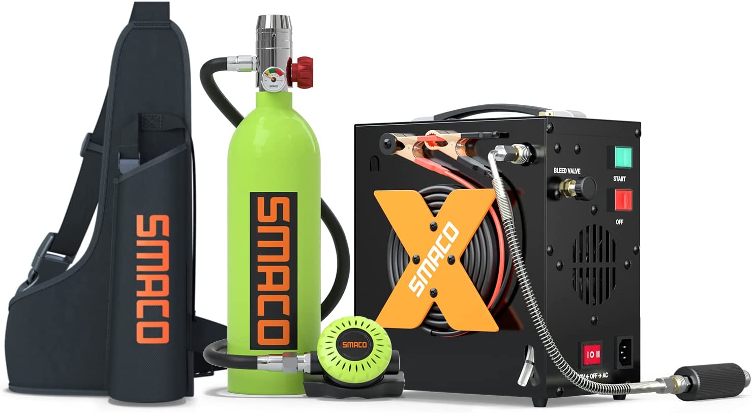 【Sports&Outdoors】Scuba Tank Diving Gear for Diver 1L Mini Scuba Tank Oxygen Cylinder with 15-20 Minutes Underwater Breathing Portable Diving