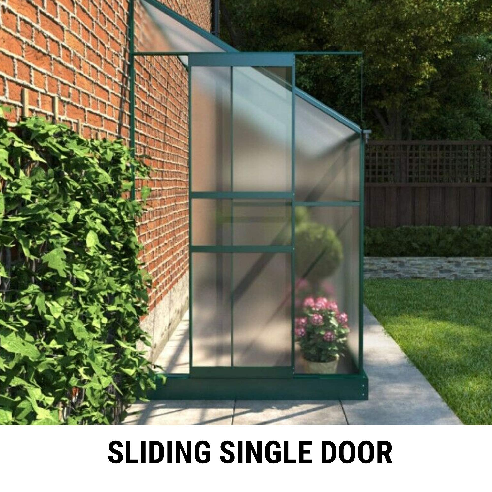 【Home&Garden】Polycarbonate Aluminium Metal Frame Lean-To Greenhouse Green