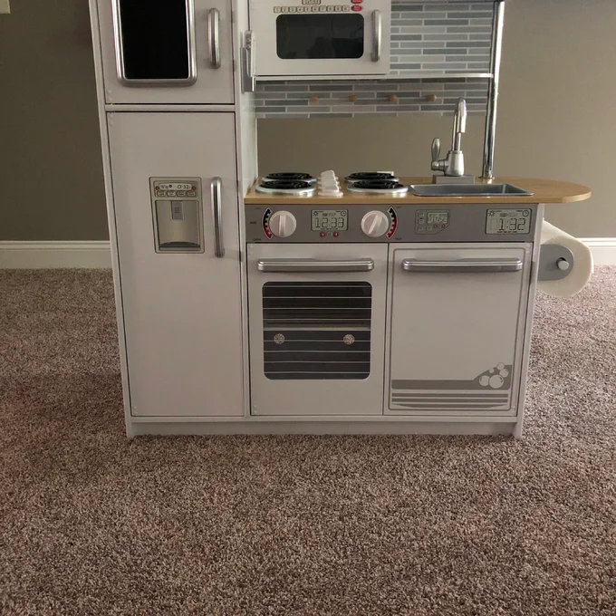 【Baby&Kids】Uptown White Wooden Play Kitchen with Play Phone & Chalkboard