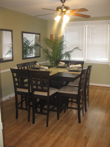 【Furniture】9 Piece Counter Height Storage Dining Table with Lazy Susan & Chair Set