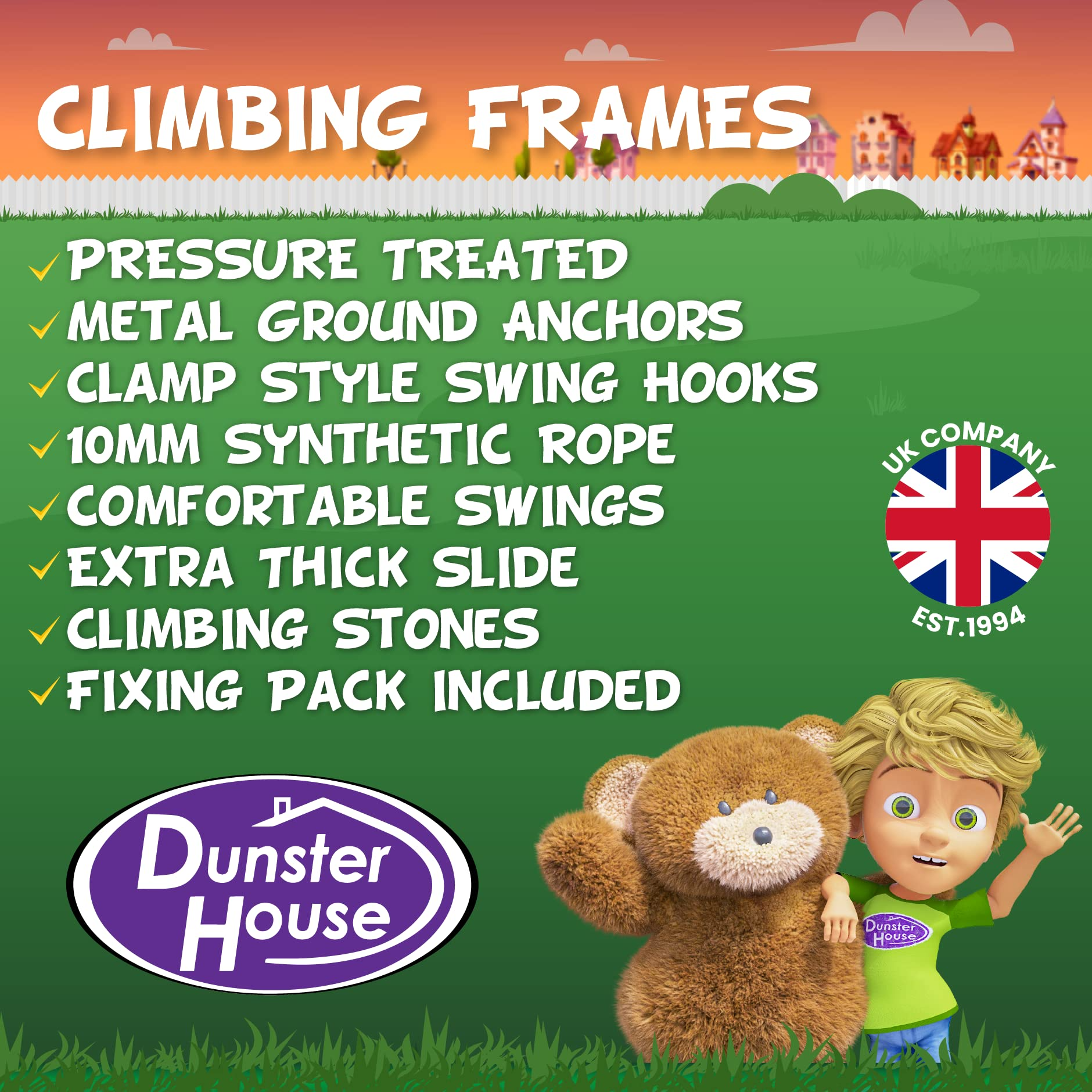 【Baby&Kids】Wooden Playhouse Climbing Frame Childrens Outdoor Play Tower Monkey Bar Swing Set