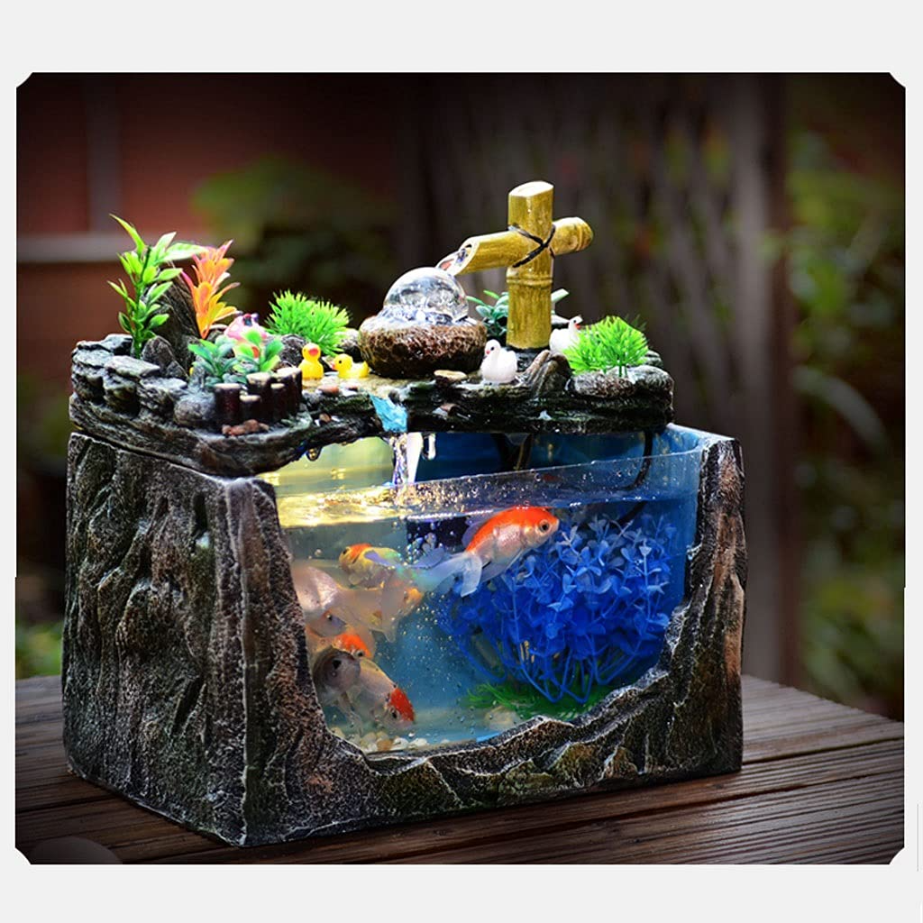 【Pet】Fishbowl Rockery & Water Creative Small Tank Living Room Family Aquarium Fish Tank