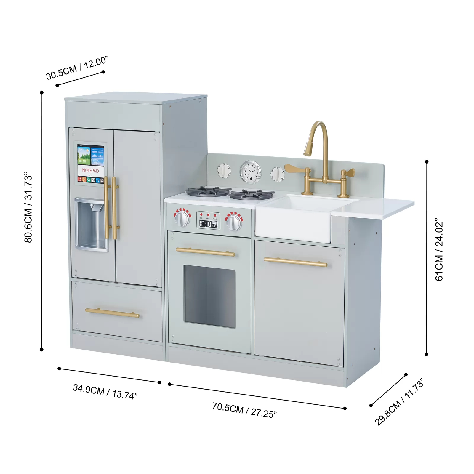【Baby&Kids】Play Kitchen Toddler Pretend 2 pcs Play Set with Accessories & Ice Maker