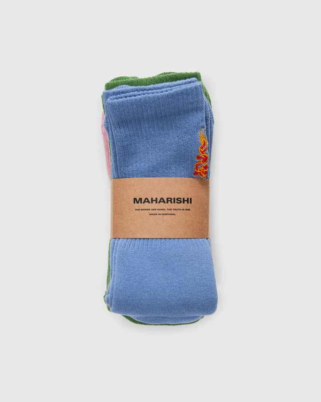 1264 Micro Dragon Tabi Sock 3 Pack in Blue/Green/Pink