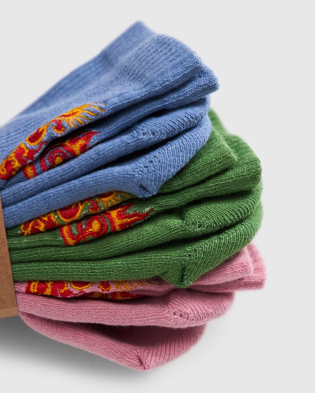 1264 Micro Dragon Tabi Sock 3 Pack in Blue/Green/Pink