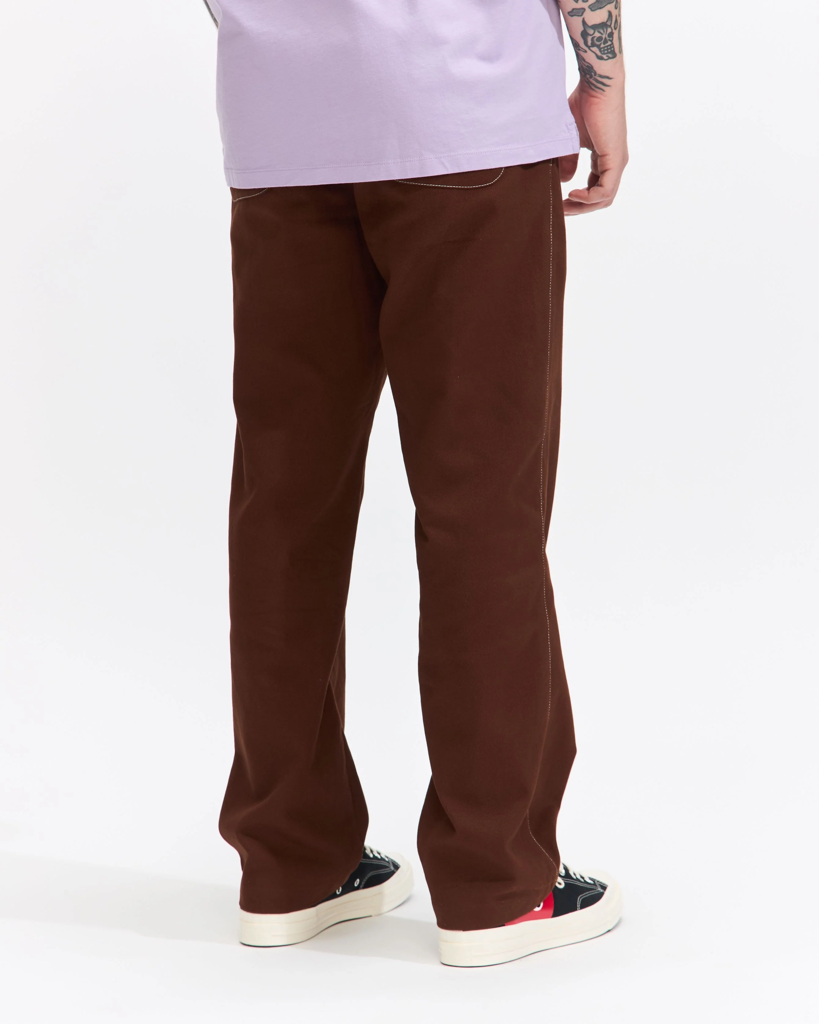 Contrast Stitch Chino Pant in Chocolate
