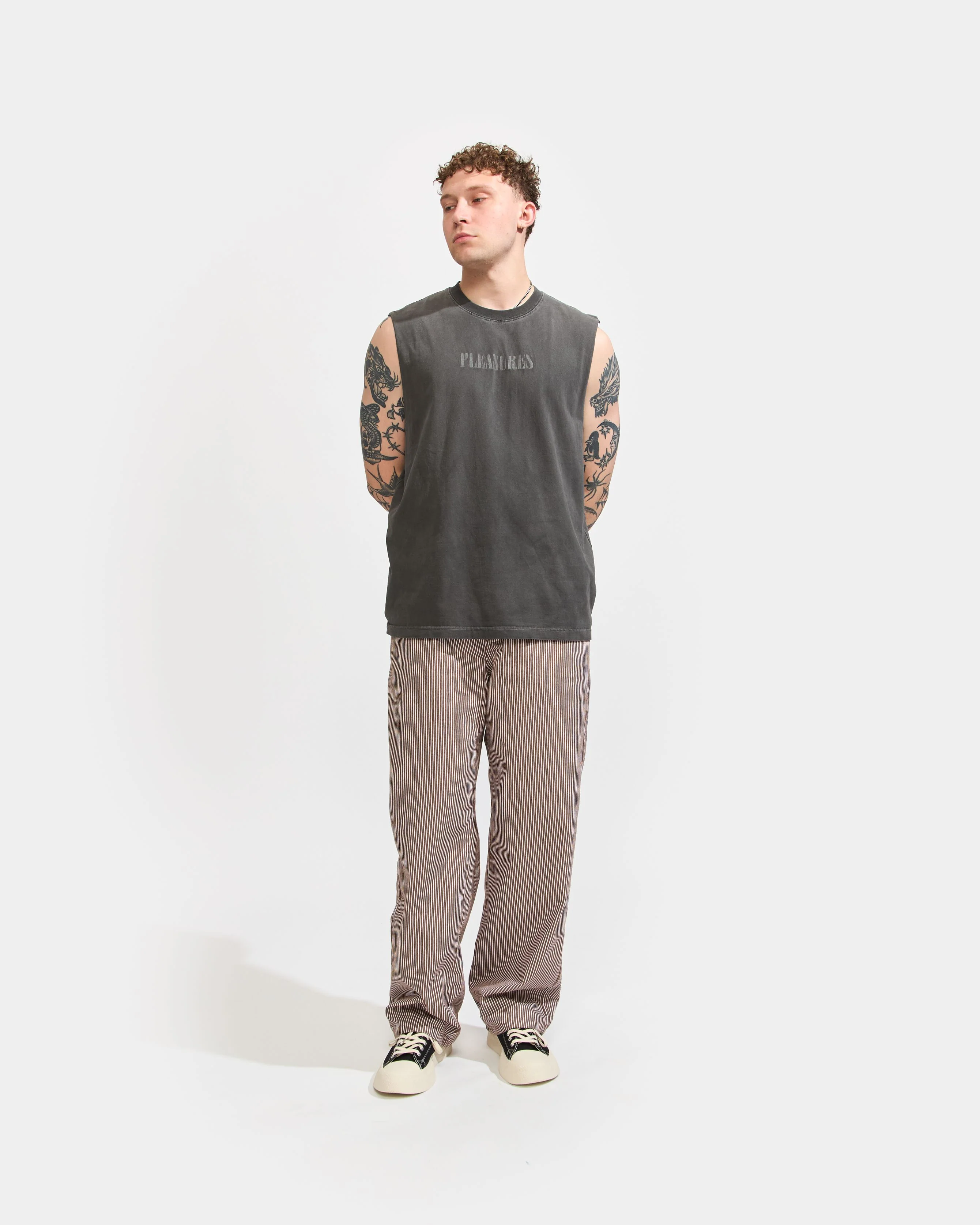 George Stripe Cotton Twill Pant in Dark Earth